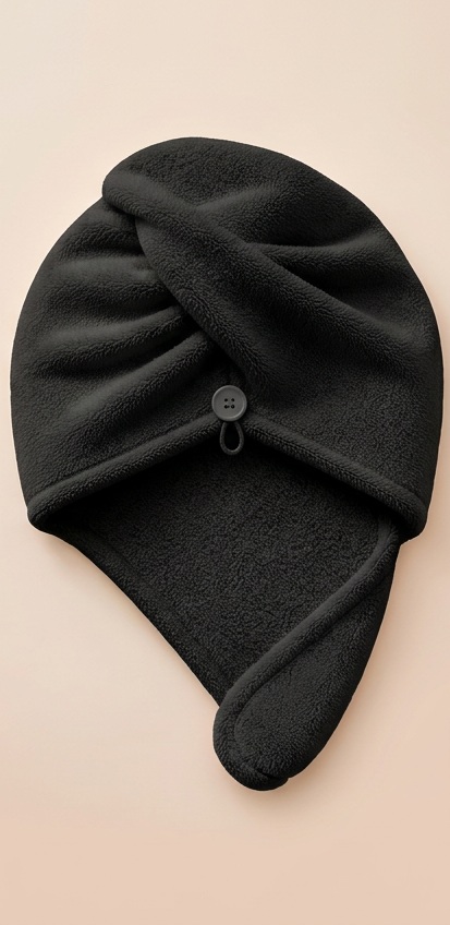 Toalha Turbante de Microfibra — Preto