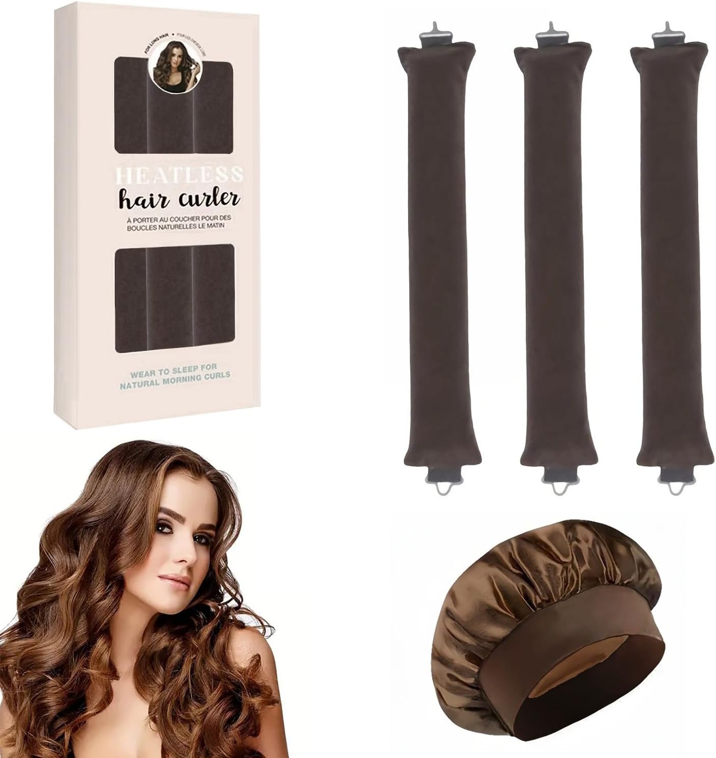 Kit essencial de cetim castanho
