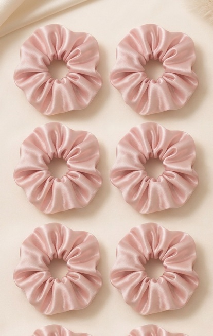 Pack 6 Scrunchies de Cetim — Rosa
