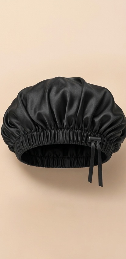 Touca de Cetim para Dormir — Preto
